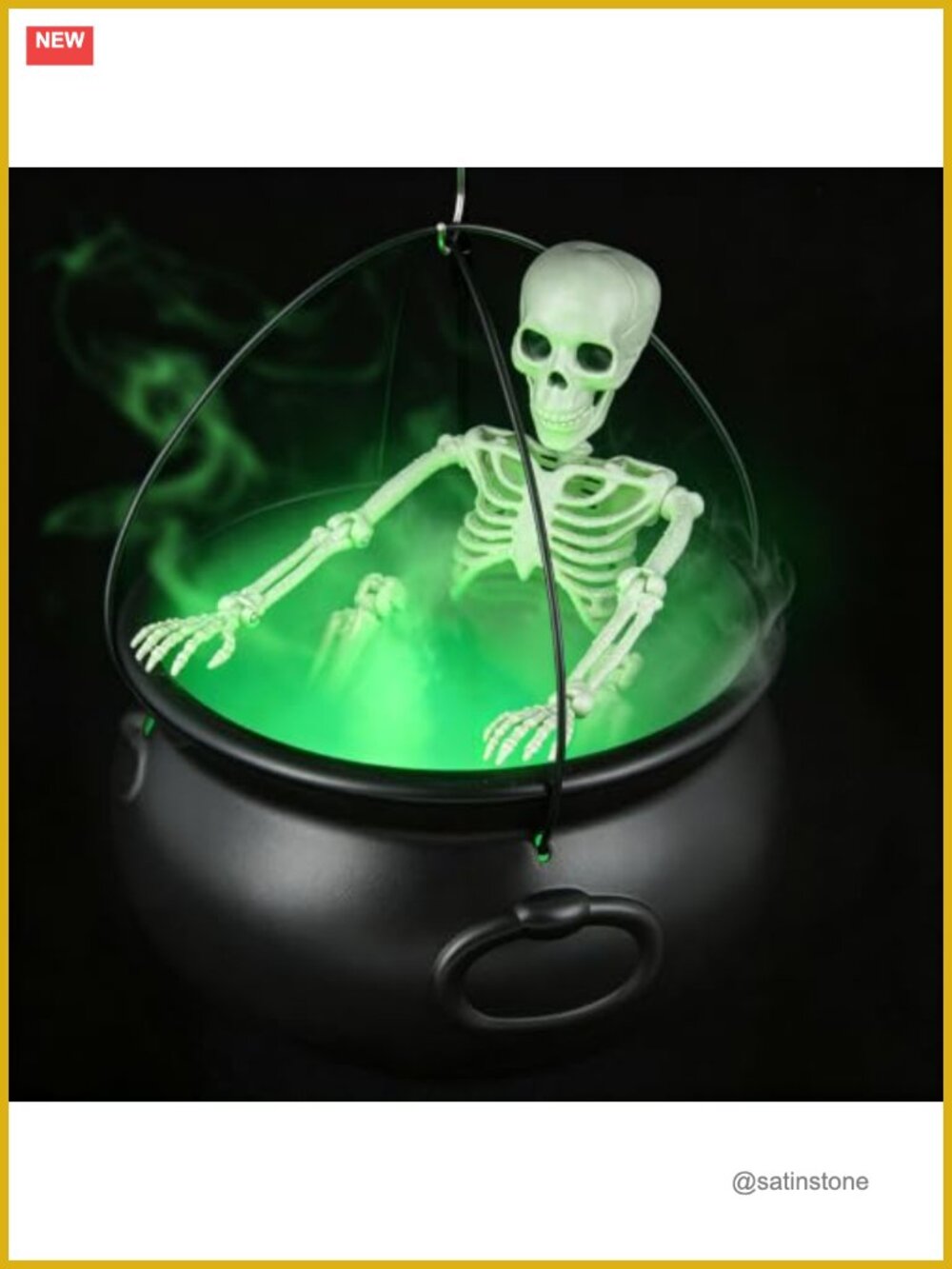 Halloween Witch Cauldron Tripod with Fog Maker & Skeleton - Outdoor Decor